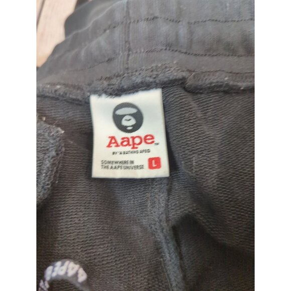 Aape by A Bathing Ape Sweatpants BAPE Lounge Black Joggers LOGO Size Large - Picture 2 of 11